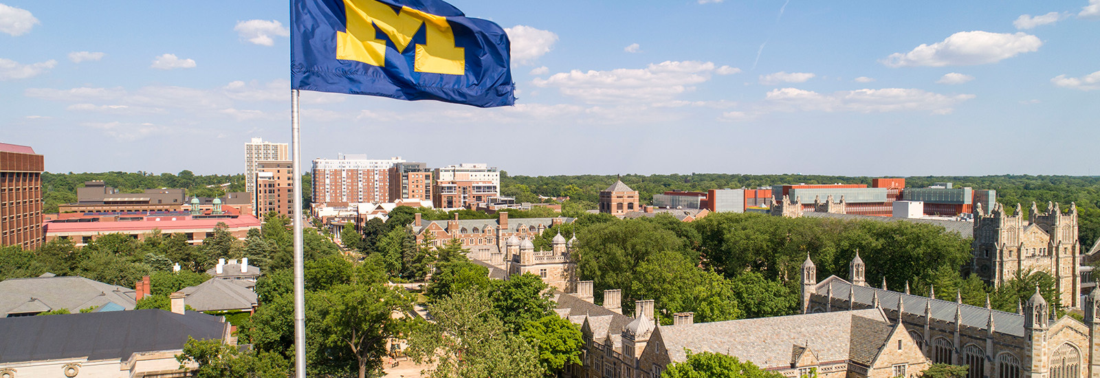 Drone aerial photo of University of Michigan's Central Campus